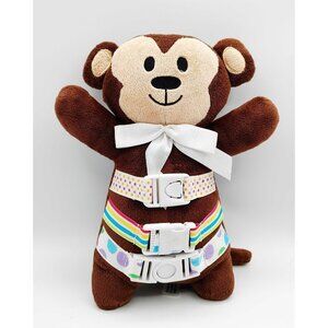Buckley Boo Plush Brown Monkey Developmental Therapy Toy Rattle 3 Buckles 12''